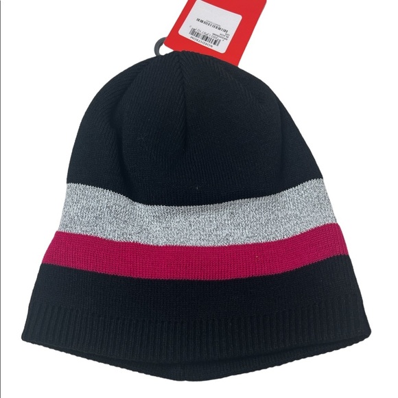 NWT Zella Knit Reflective Hat Black/Gray/Pink Size OS - Picture 1 of 2